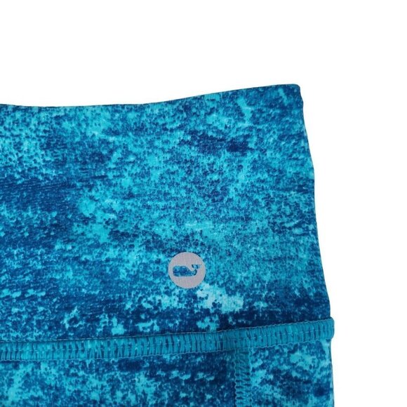 Vineyard Vines Leggings Womens Small Teal Blue Watercolor Athleisure Gym Stretch - Picture 4 of 11